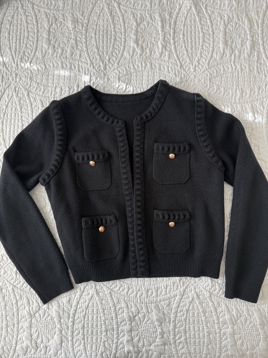 Amazon Sweaters - Classic Black Knit Cardigan with Gold Buttons